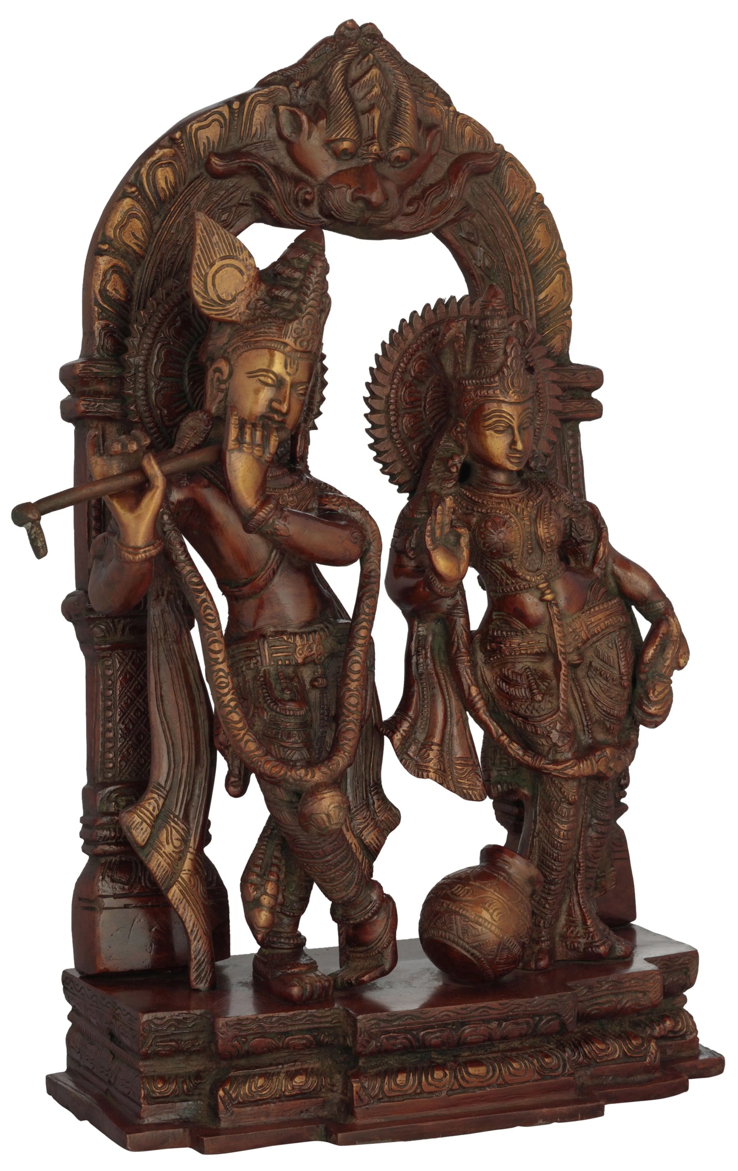 Brassaura® Brass Radha Krishna Statue | Height 14.37 Inches & Weight 7.20 kg