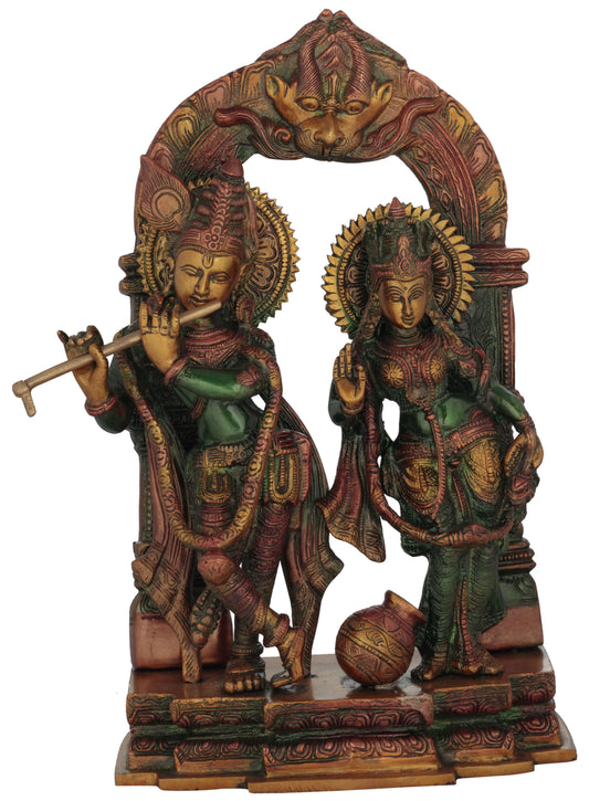 Brassaura® Brass Radha Krishna Statue | Height 14.37 Inches & Weight 7.20 kg