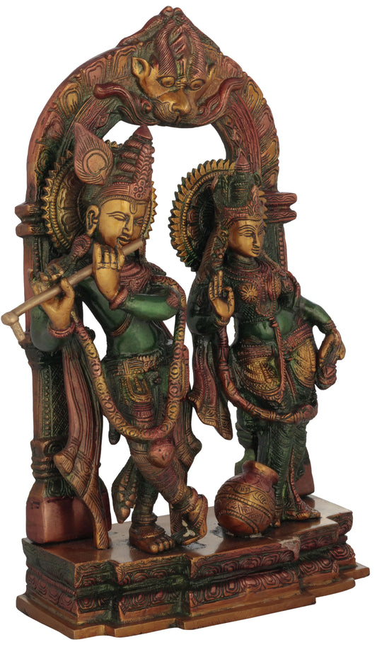 Brassaura® Brass Radha Krishna Statue | Height 14.37 Inches & Weight 7.20 kg