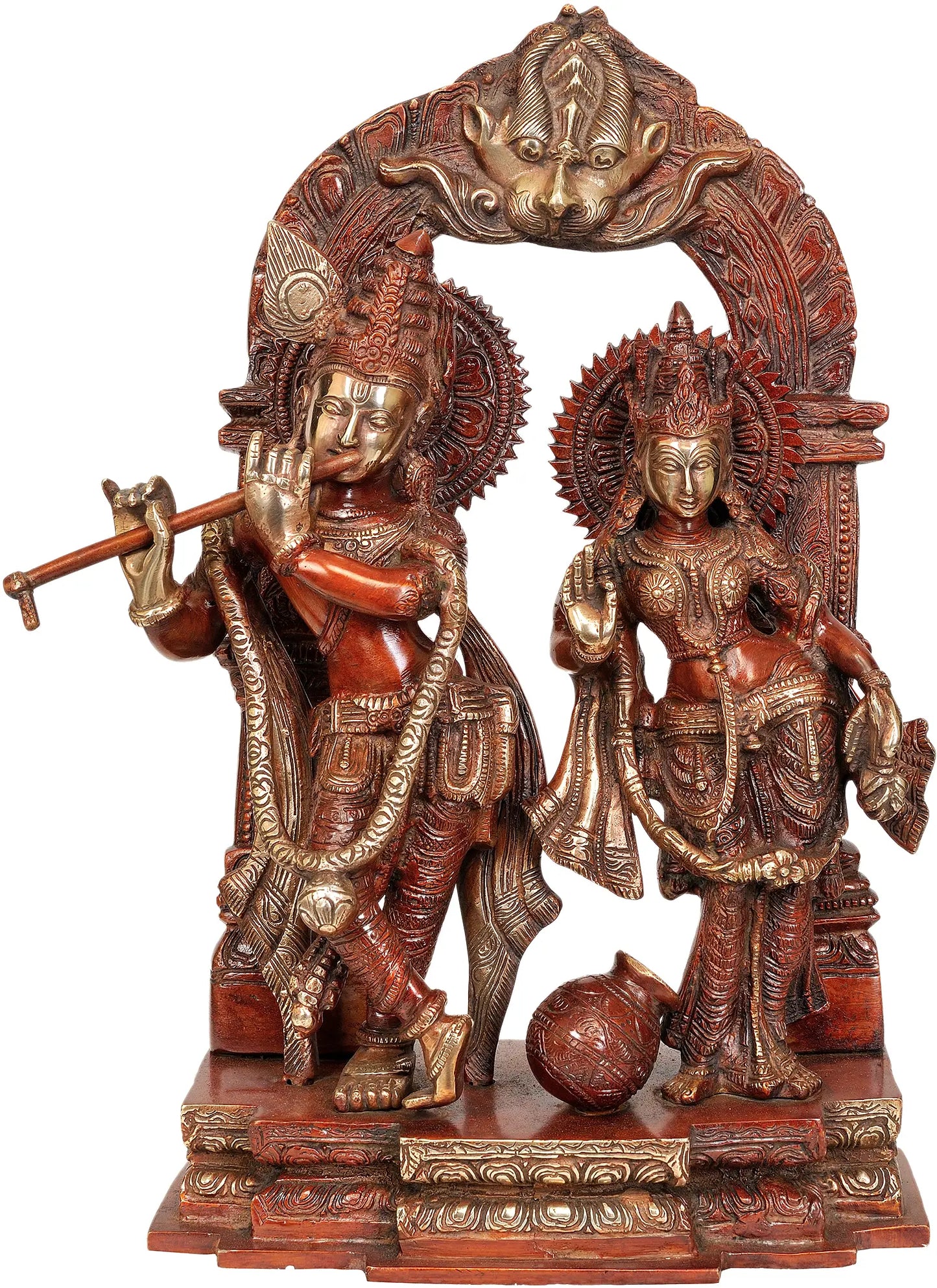 Brassaura® Brass Radha Krishna Statue | Height 14.37 Inches & Weight 7.20 kg