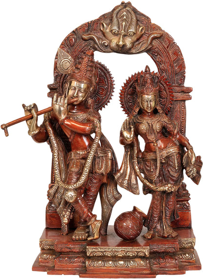Brassaura® Brass Radha Krishna Statue | Height 14.37 Inches & Weight 7.20 kg