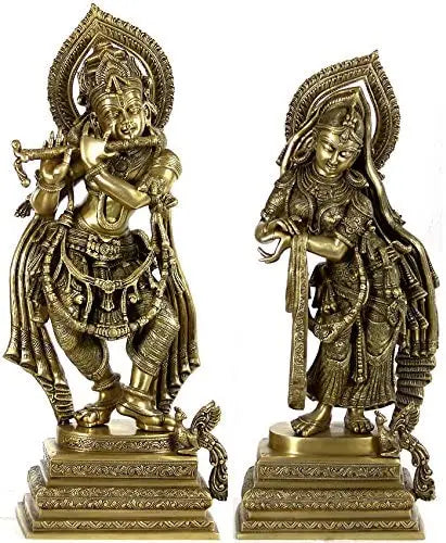 Brassaura® Brass Radha Krishna Statue | Height 24.00 Inches & Weight 28.20 kg