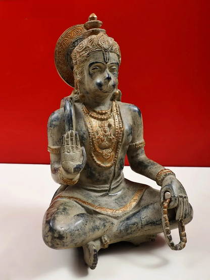 Brassaura® Lord Hanuman in Abhaya Mudra | Brass Sculpture | Height 11 Inches & Weight 4.80 kgs