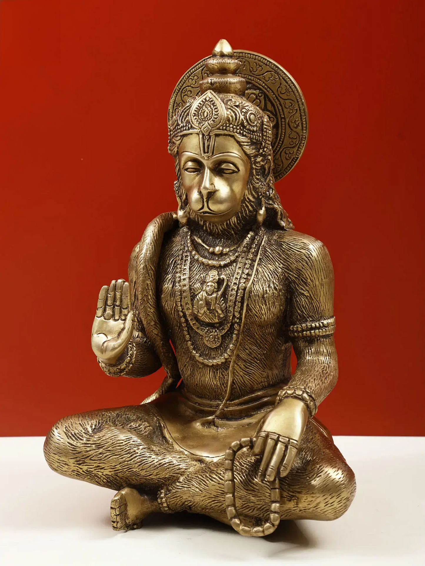 Brassaura® अभय मुद्रा में भगवान हनुमान | पीतल की मूर्ति | ऊंचाई 11 इंच और वजन 4.80 किलोग्राम