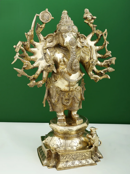 Brassaura™ Brass Ganesha Statue | Height 23 Inches & Weight 18.30 kgs