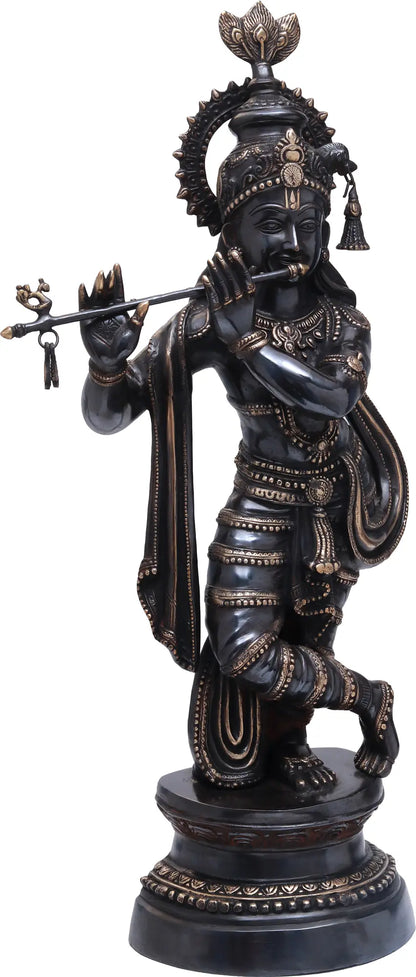 Brassaura® Brass Krishna Statue | Height 36 Inches & Weight 22.10 kg