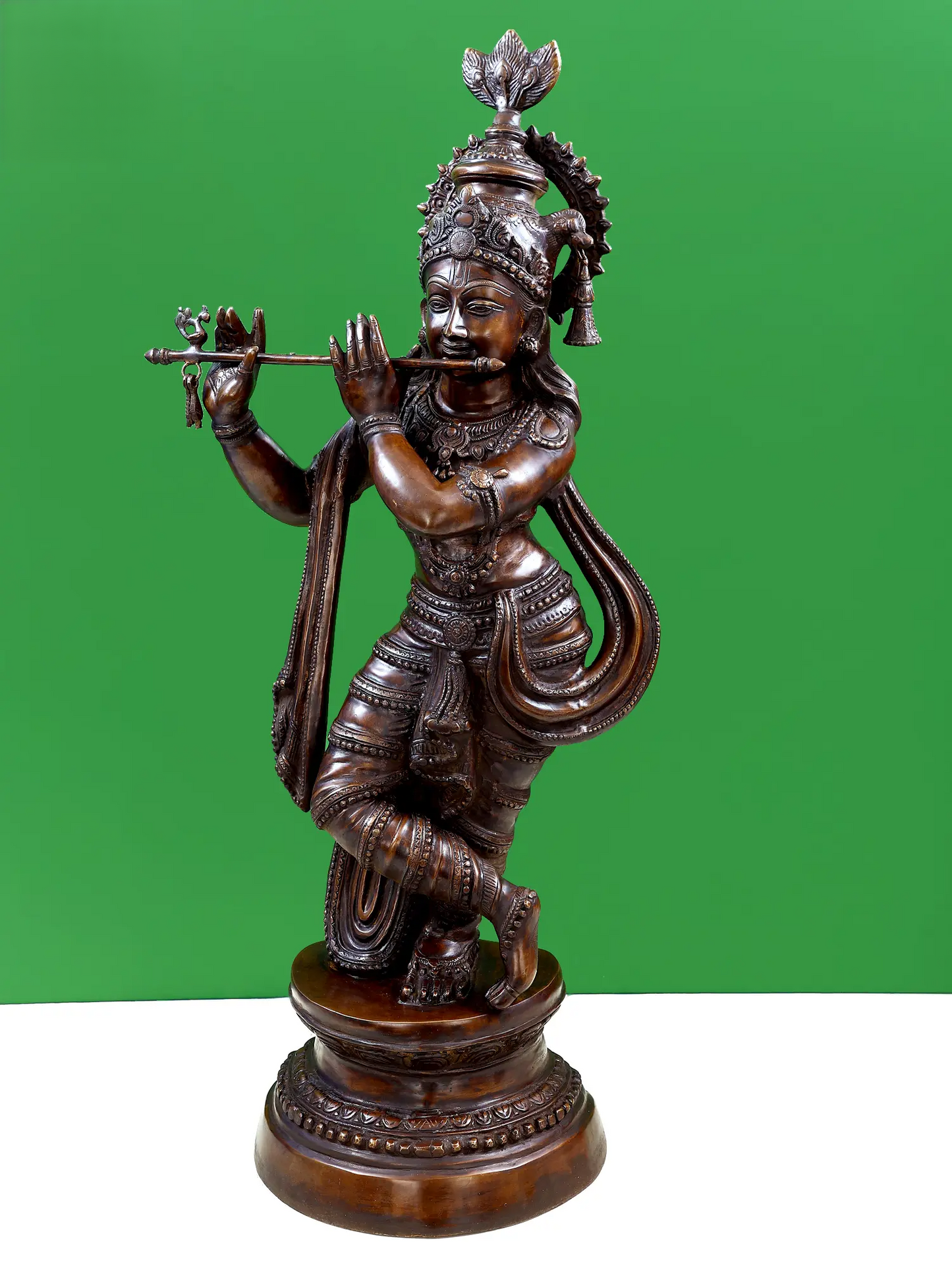 Brassaura® Brass Krishna Statue | Height 36 Inches & Weight 22.10 kg