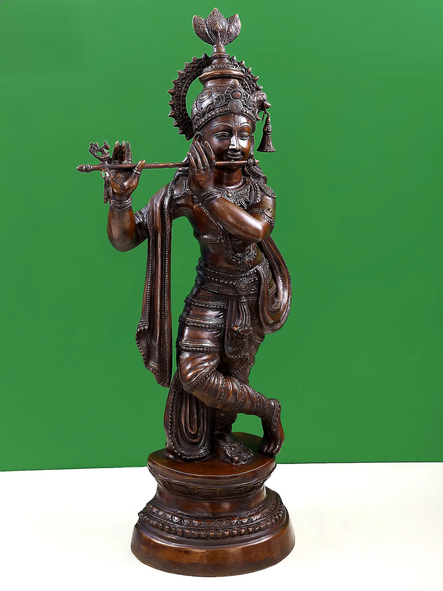 Brassaura® Brass Krishna Statue | Height 36 Inches & Weight 22.10 kg