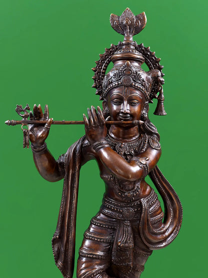 Brassaura® Brass Krishna Statue | Height 36 Inches & Weight 22.10 kg