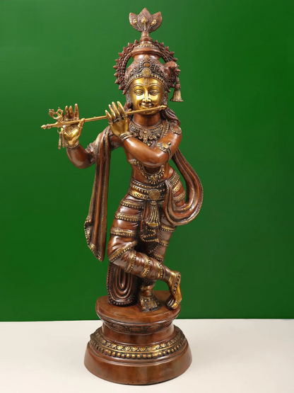 Brassaura® Brass Krishna Statue | Height 36 Inches & Weight 22.10 kg