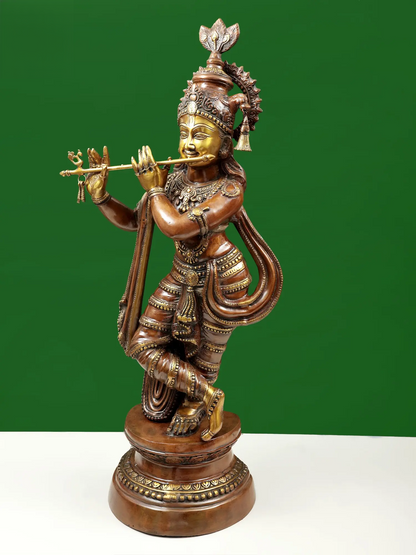 Brassaura® Brass Krishna Statue | Height 36 Inches & Weight 22.10 kg