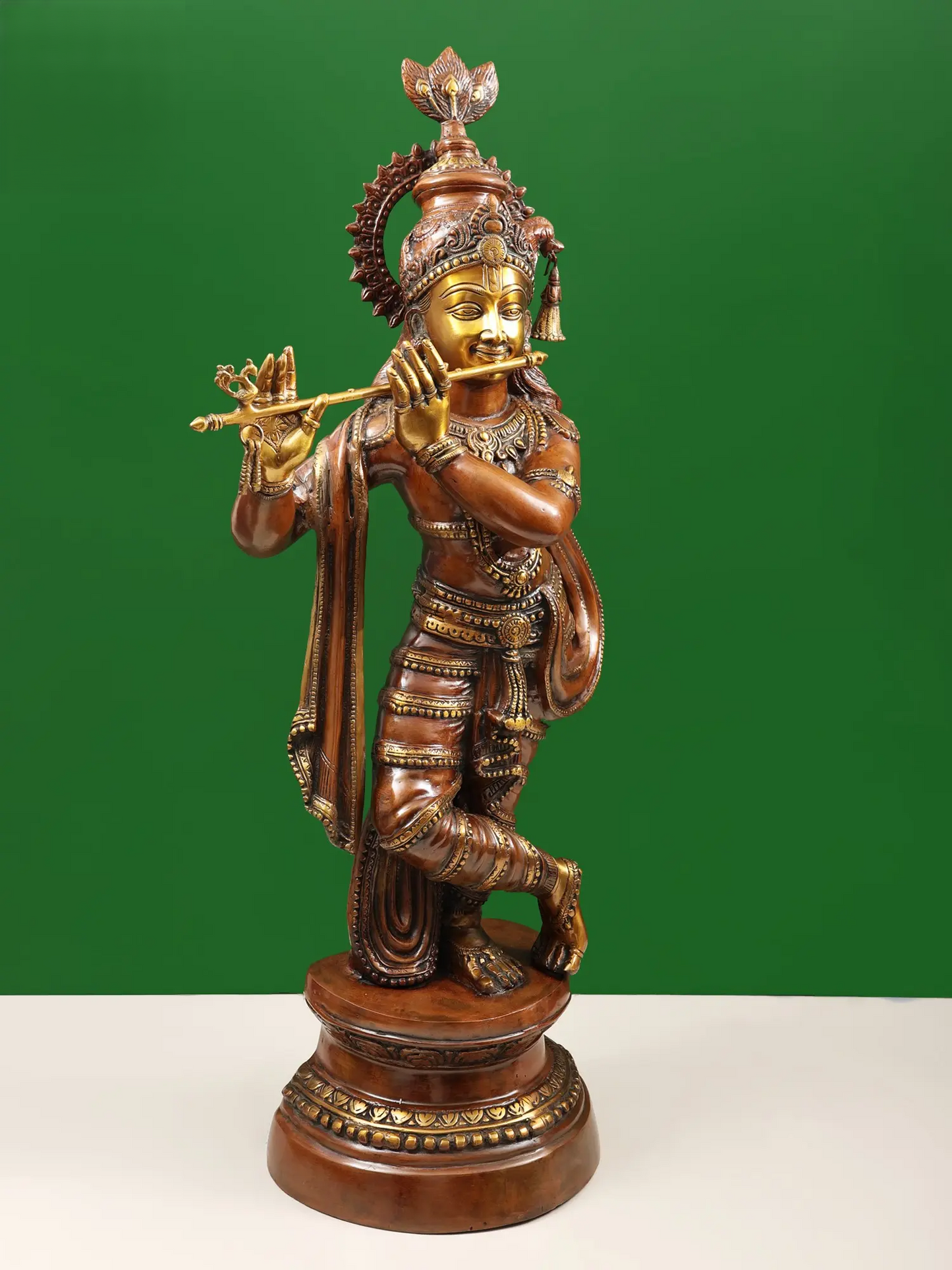 Brassaura® Brass Krishna Statue | Height 36 Inches & Weight 22.10 kg