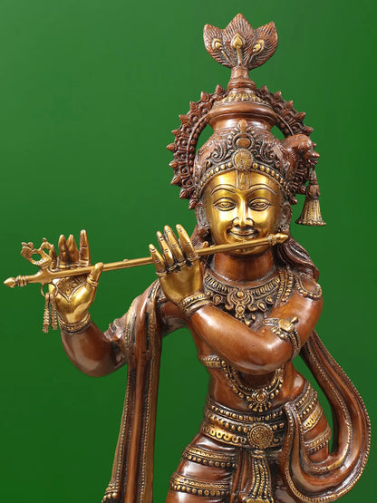 Brassaura® Brass Krishna Statue | Height 36 Inches & Weight 22.10 kg