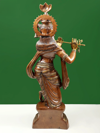 Brassaura® Brass Krishna Statue | Height 36 Inches & Weight 22.10 kg