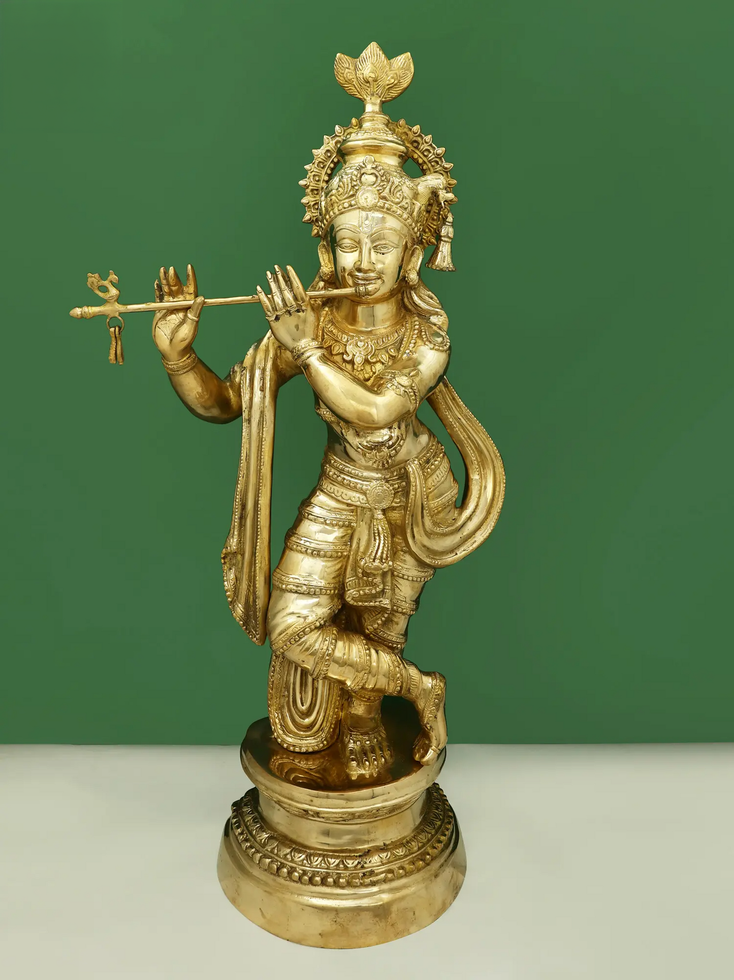 Brassaura® Brass Krishna Statue | Height 36 Inches & Weight 22.10 kg