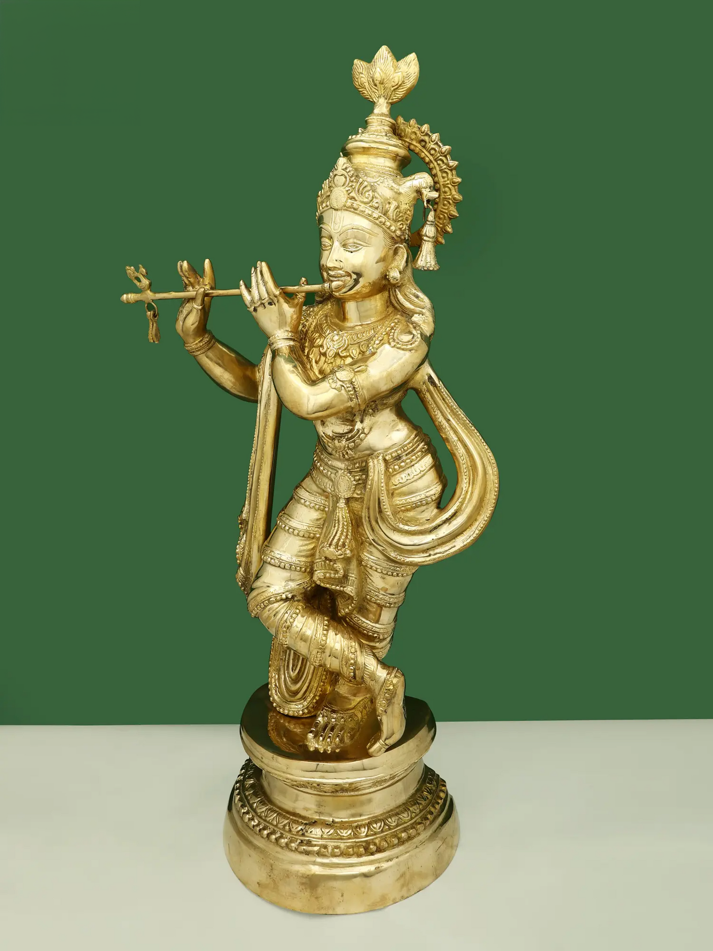 Brassaura® Brass Krishna Statue | Height 36 Inches & Weight 22.10 kg