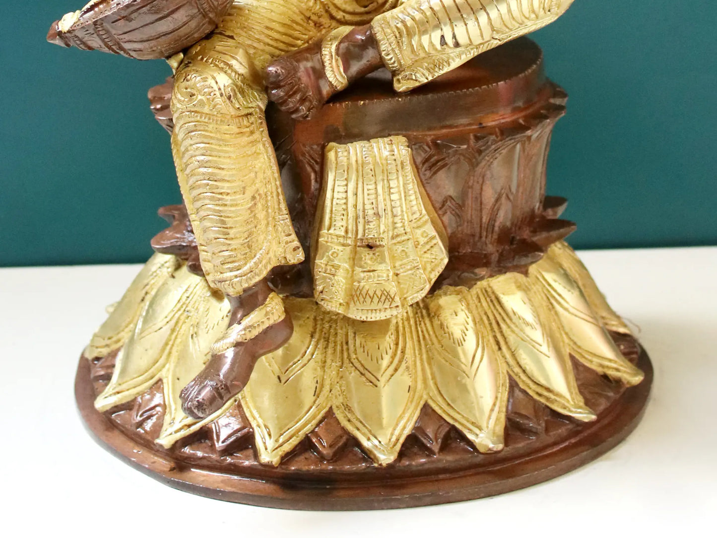 Brassaura® Brass Goddess Saraswati Statue | Height 13.6 Inches & Weight 7.60 kg