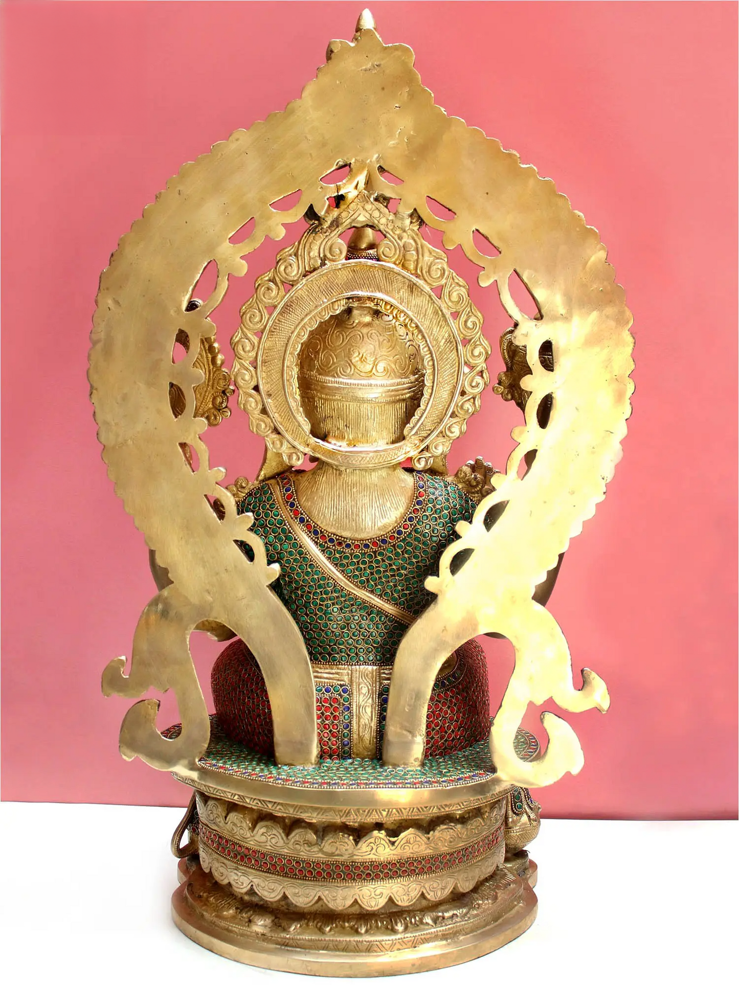 Brassaura™ Grand Lord Ganesha with Intricate Stone Inlay Work | Height 26 Inches & Weight 34.30 kgs