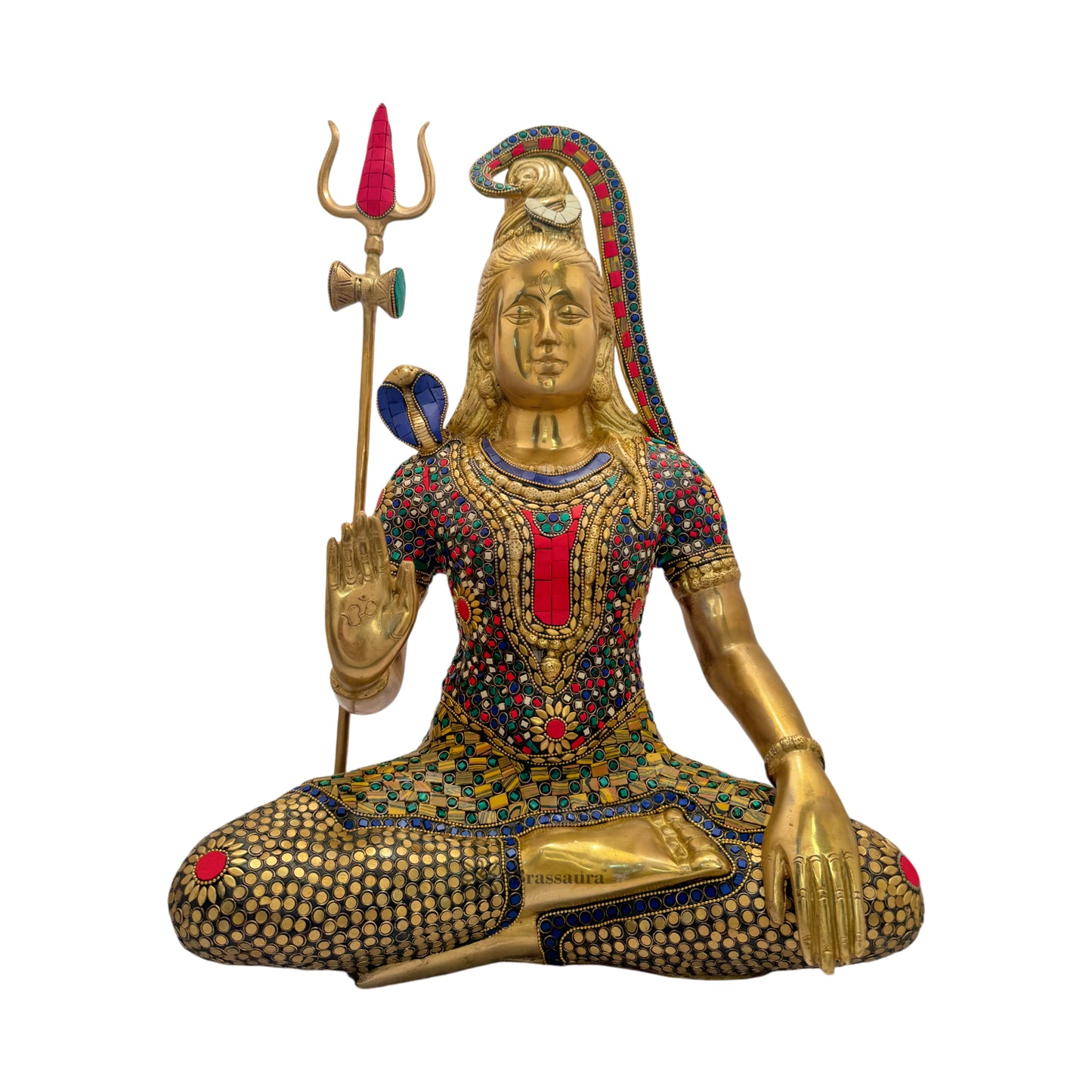 BrassBig Size Gem Stone Work Shiva Murti for Home and Decor Show Piece for Living Room Height 50 cm Weight 13.7 Kg