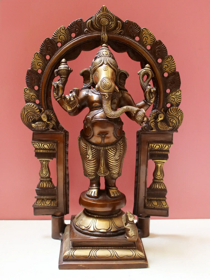 Brassaura™ Standing Lord Ganesha Under Ornate Arch | Height 14 Inches & Weight 5.40 kgs