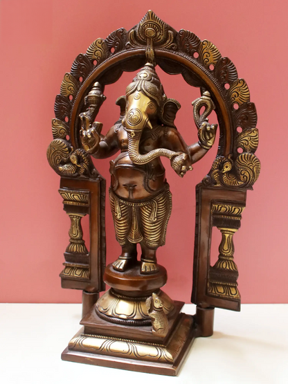 Brassaura™ Standing Lord Ganesha Under Ornate Arch | Height 14 Inches & Weight 5.40 kgs
