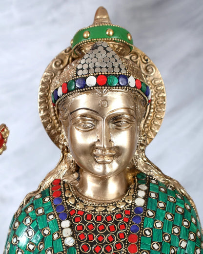 ब्रासोरा® वृंदावन वेणुगोपाल कृष्ण पीतल की प्रतिमा मोर के साथ | एंटीक नीला और सुनहरा रंग | ऊँचाई 20 इंच