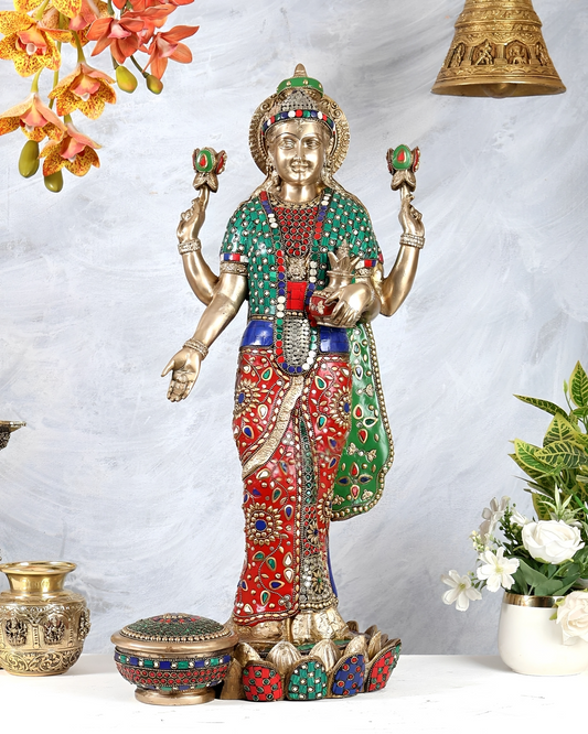 Brassaura® Brass Standing Dhan Lakshmi Murti | Height 25 Inches