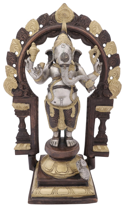 Brassaura™ Standing Lord Ganesha Under Ornate Arch | Height 14 Inches & Weight 5.40 kgs