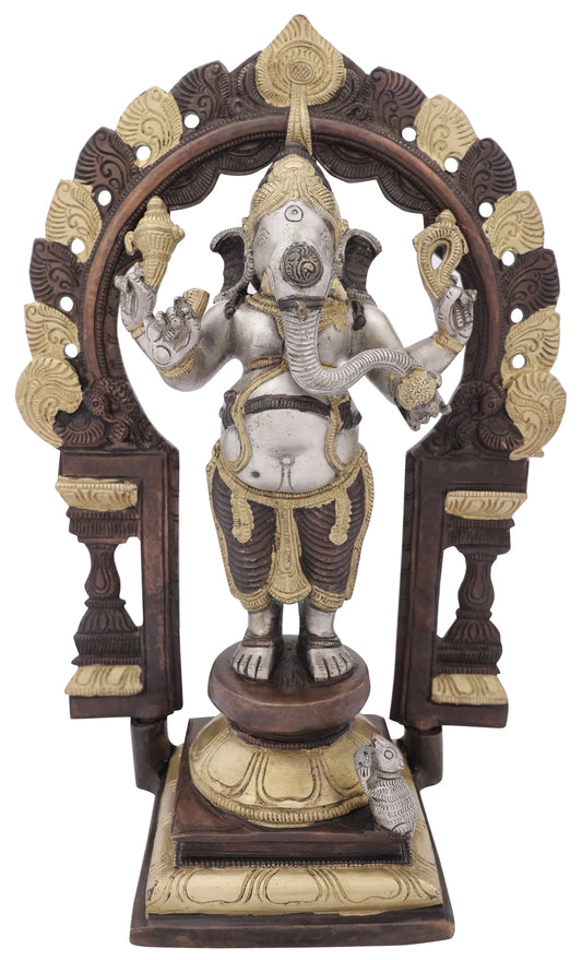 Brassaura™ Standing Lord Ganesha Under Ornate Arch | Height 14 Inches & Weight 5.40 kgs