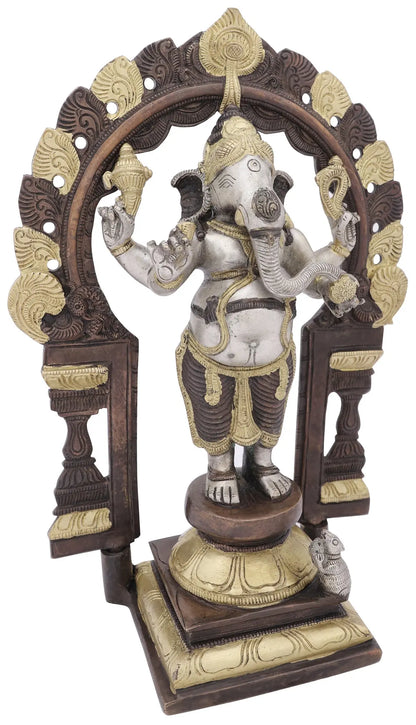 Brassaura™ Standing Lord Ganesha Under Ornate Arch | Height 14 Inches & Weight 5.40 kgs