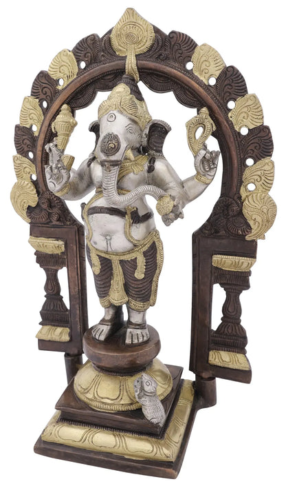 Brassaura™ Standing Lord Ganesha Under Ornate Arch | Height 14 Inches & Weight 5.40 kgs
