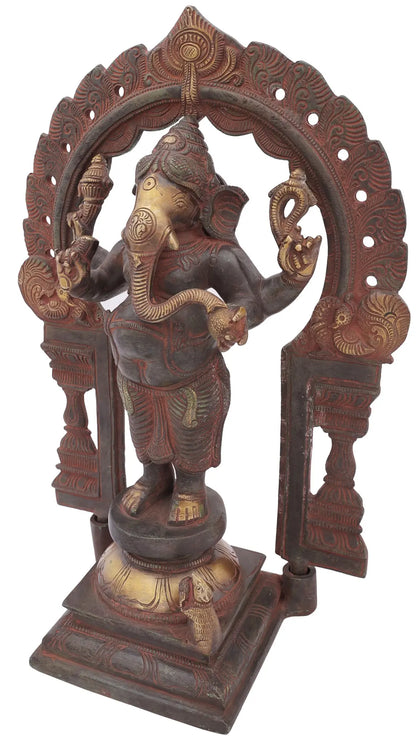 Brassaura™ Standing Lord Ganesha Under Ornate Arch | Height 14 Inches & Weight 5.40 kgs
