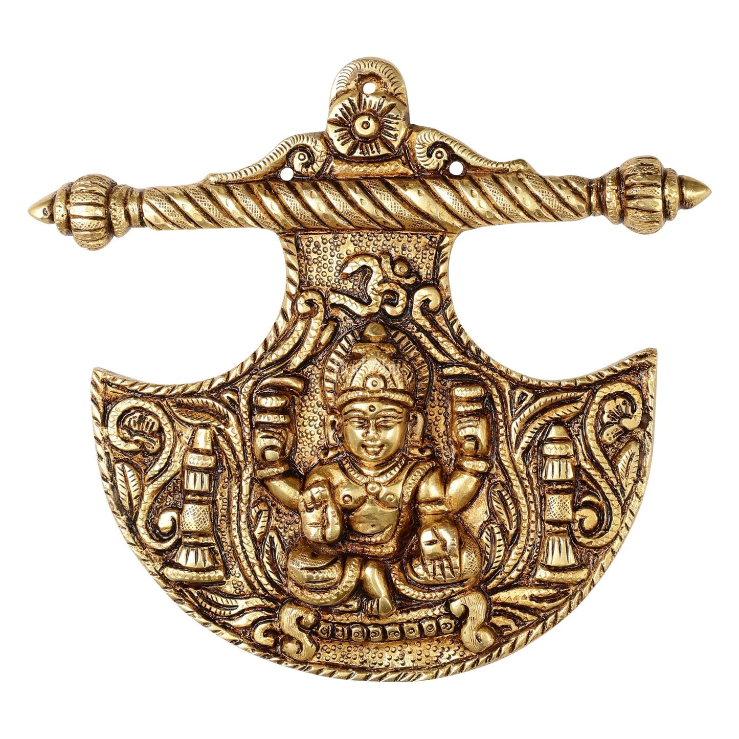 Brassaura™ Traditional Brass Goddess Lakshmi Wall Hanging – Height 8 Inches & Weight 3 Kgs