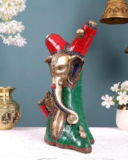 Brassaura® Brass Ganesha Tree Design Statue | Height 12 Inches