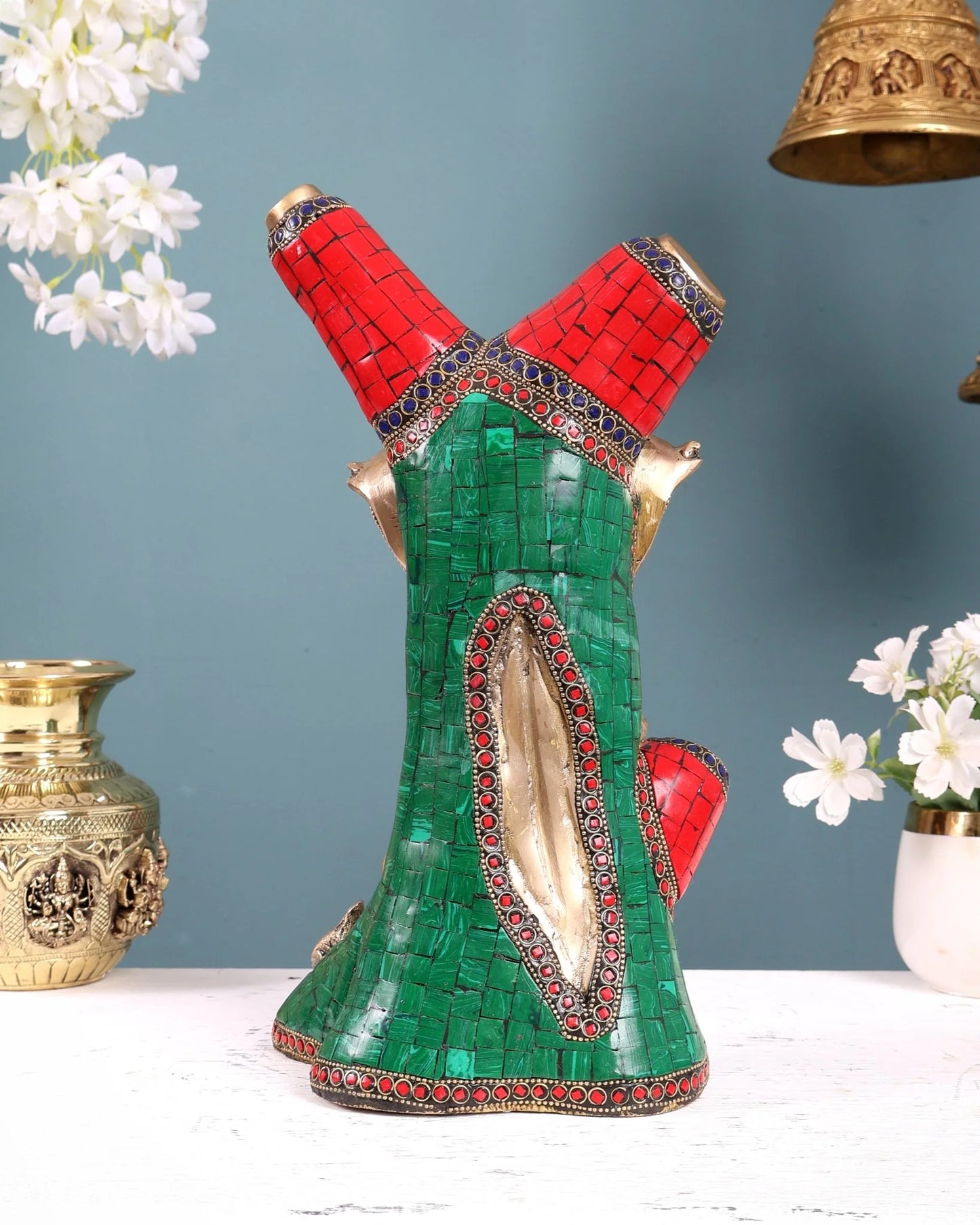 Brassaura® Brass Ganesha Tree Design Statue | Height 12 Inches