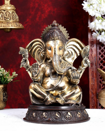ब्रासोरा® वृंदावन वेणुगोपाल कृष्ण पीतल की प्रतिमा मोर के साथ | एंटीक नीला और सुनहरा रंग | ऊँचाई 20 इंच