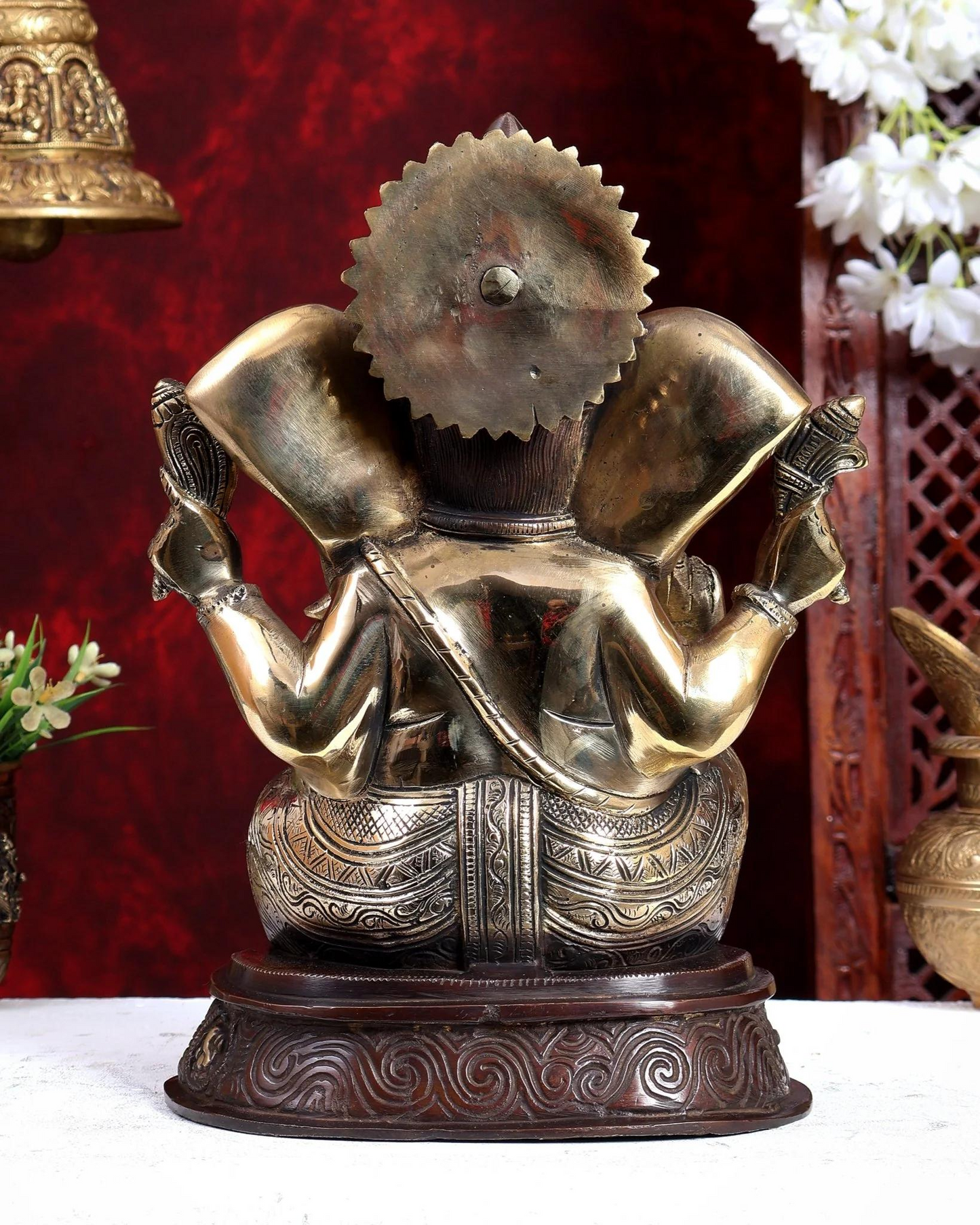 ब्रासोरा® वृंदावन वेणुगोपाल कृष्ण पीतल की प्रतिमा मोर के साथ | एंटीक नीला और सुनहरा रंग | ऊँचाई 20 इंच