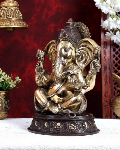 ब्रासोरा® वृंदावन वेणुगोपाल कृष्ण पीतल की प्रतिमा मोर के साथ | एंटीक नीला और सुनहरा रंग | ऊँचाई 20 इंच