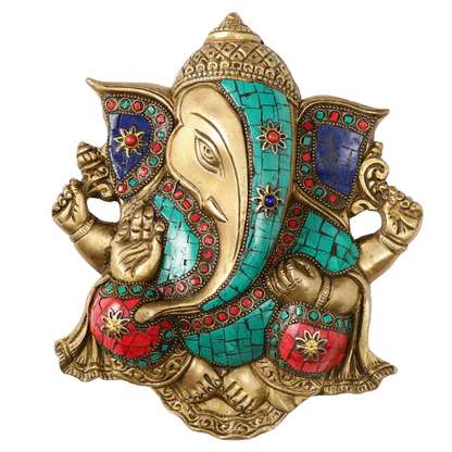 Brassaura™ Brass Ganesha Wall Hanging | Height 8.5 Inches & Weight 1.6 Kgs