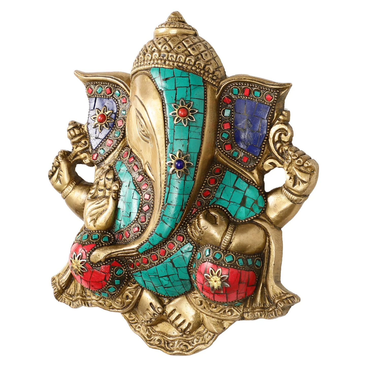 Brassaura™ Brass Ganesha Wall Hanging | Height 8.5 Inches & Weight 1.6 Kgs