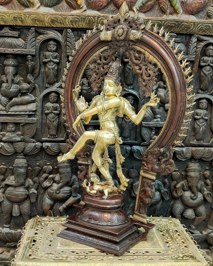 Brassaura™ Handcrafted Brass Nataraja Statue | Anandatandav Pose | Height 26 Inches & Weight 18 Kgs | Temple & Home Décor