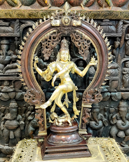 Brassaura™ Handcrafted Brass Nataraja Statue | Anandatandav Pose | Height 26 Inches & Weight 18 Kgs | Temple & Home Décor
