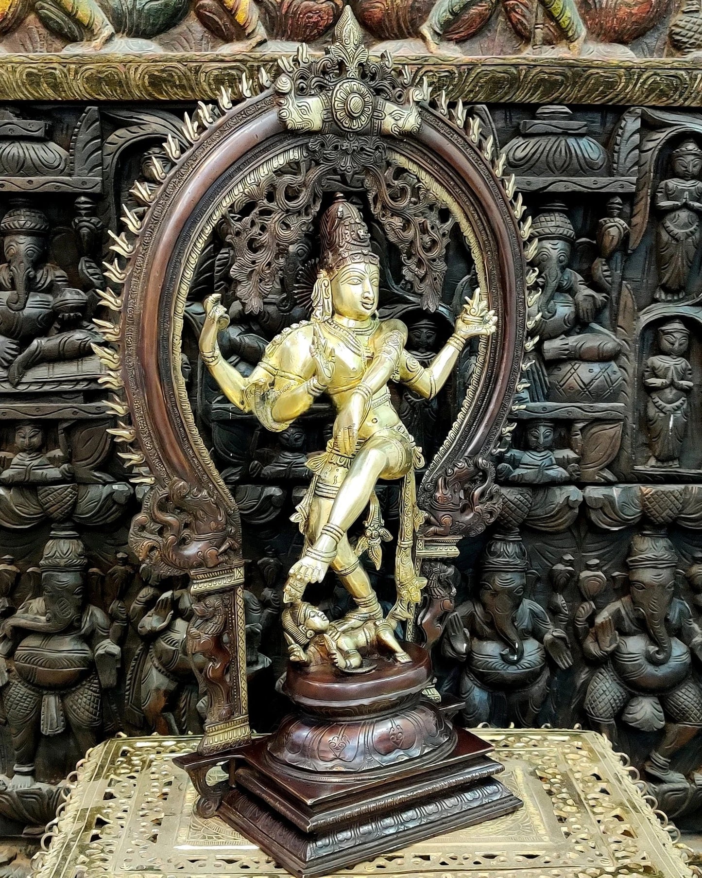 Brassaura™ Handcrafted Brass Nataraja Statue | Anandatandav Pose | Height 26 Inches & Weight 18 Kgs | Temple & Home Décor