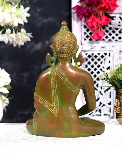 ब्रासोरा® वृंदावन वेणुगोपाल कृष्ण पीतल की प्रतिमा मोर के साथ | एंटीक नीला और सुनहरा रंग | ऊँचाई 20 इंच