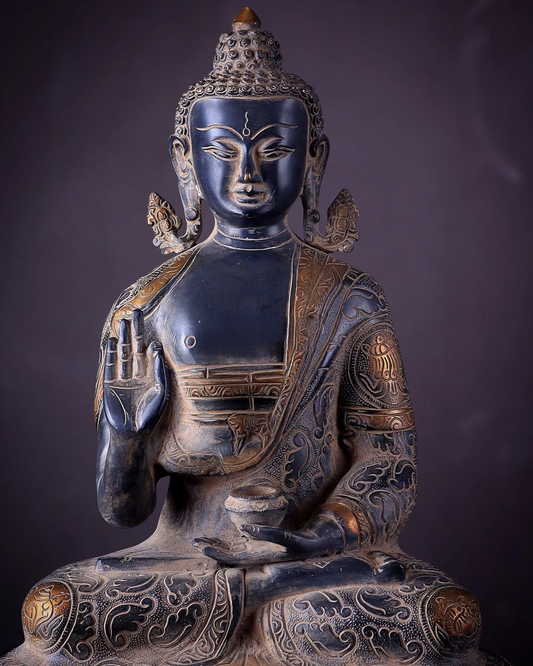 Brass  Bhumisprasa Buddha Statue Weight 10 kg & Height 27.9 Inch