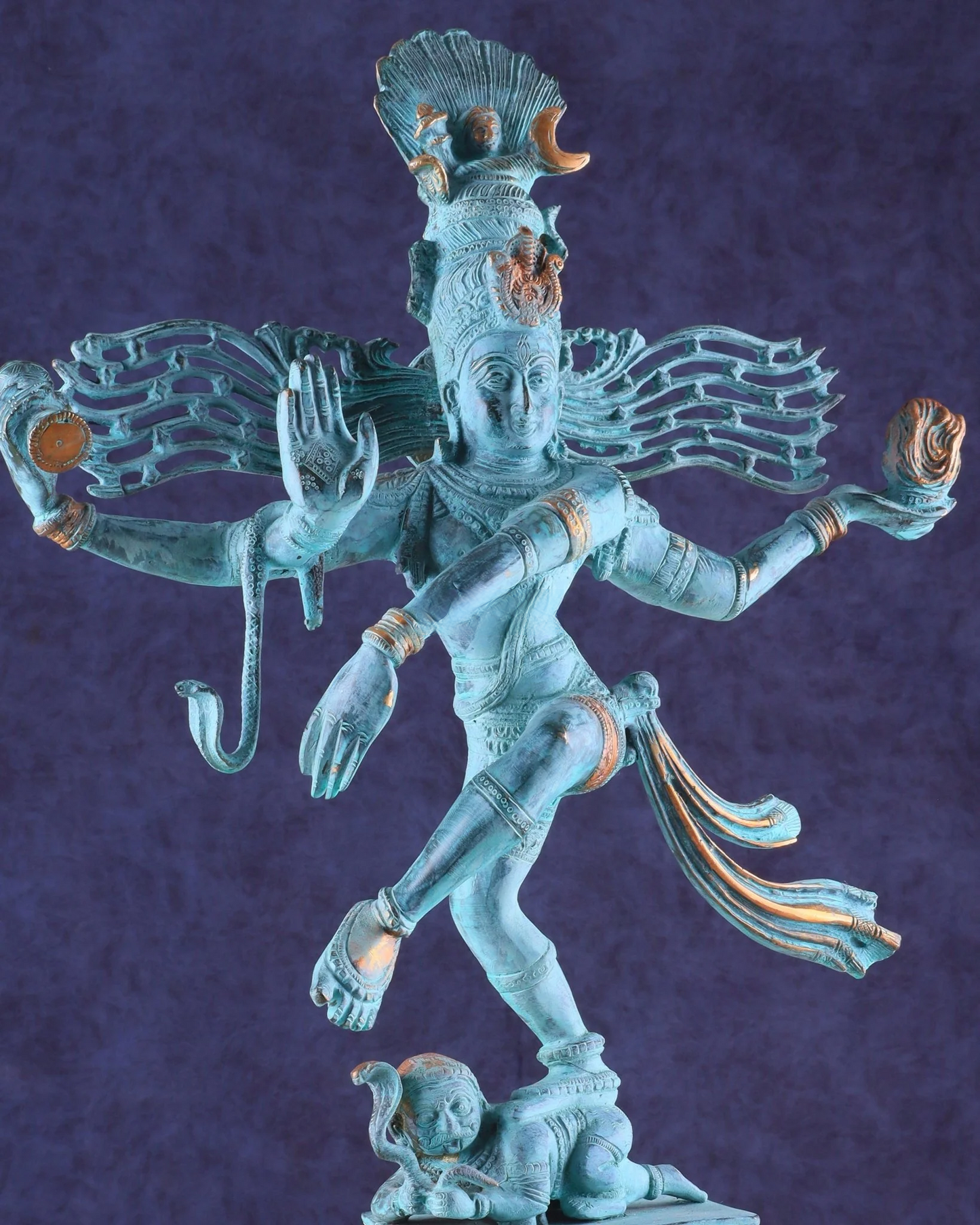 Brassaura™ Vintage Brass Dancing Shiva Nataraja Statue in Patina Finish | Height 21 Inches & Weight 8 Kgs | Home & Temple Décor