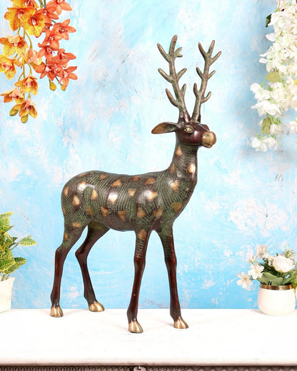 Brassaura® Brass Standing Deer Statue | Height 27 Inches