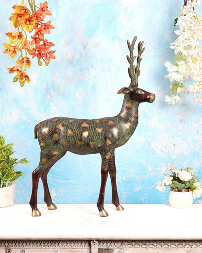 Brassaura® Brass Standing Deer Statue | Height 27 Inches