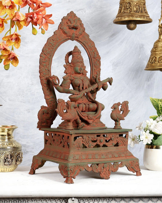 Brassaura® Brass Mayur Aasan Deity Statue | Height 20.5 Inches