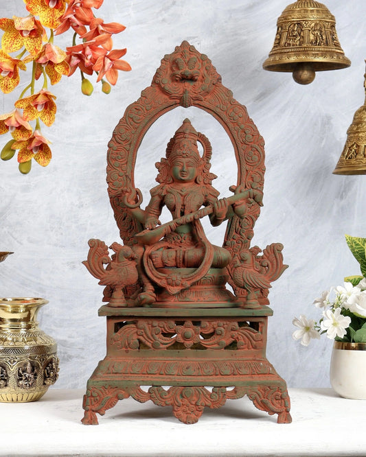 Brassaura® Brass Mayur Aasan Deity Statue | Height 20.5 Inches
